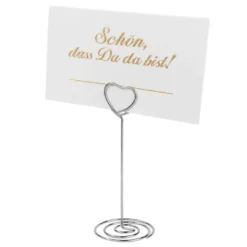 Kartenhalter, Herz, Ø 3,2cm, 8,6 cm hoch, silber, 25 Stück