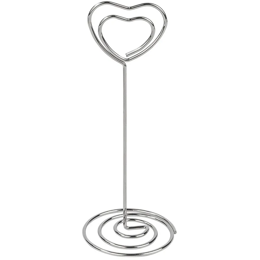 Kartenhalter, Herz, Ø 3,2cm, 8,6 cm hoch, silber, 25 Stück