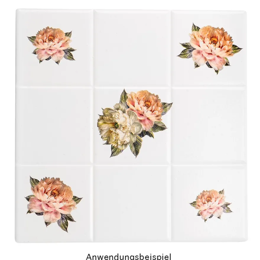 Keramik-Fliese, eckig mit 9 Quadraten, 16cm x 16cm, weiß, unbehandelt