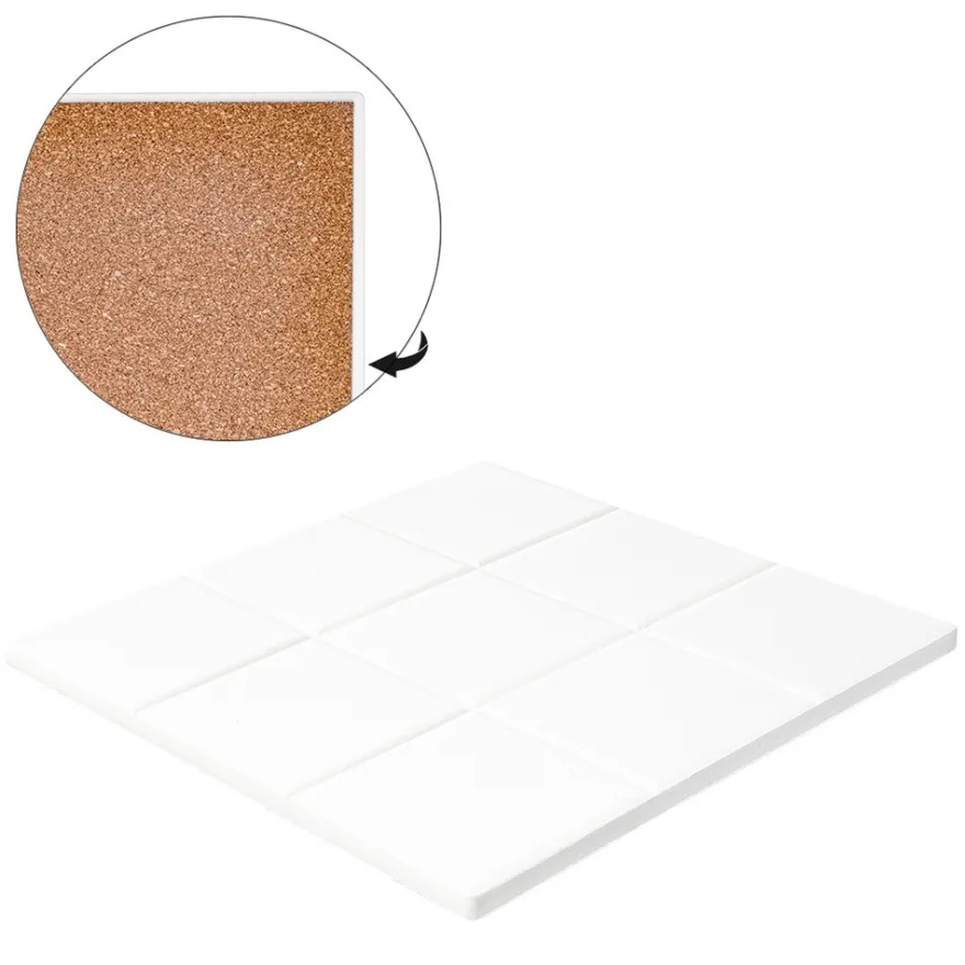 Keramik-Fliese, eckig mit 9 Quadraten, 16cm x 16cm, weiß, unbehandelt