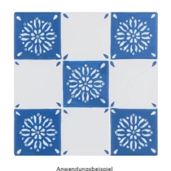 Keramik-Fliese, eckig mit 9 Quadraten, 16cm x 16cm, weiß, unbehandelt