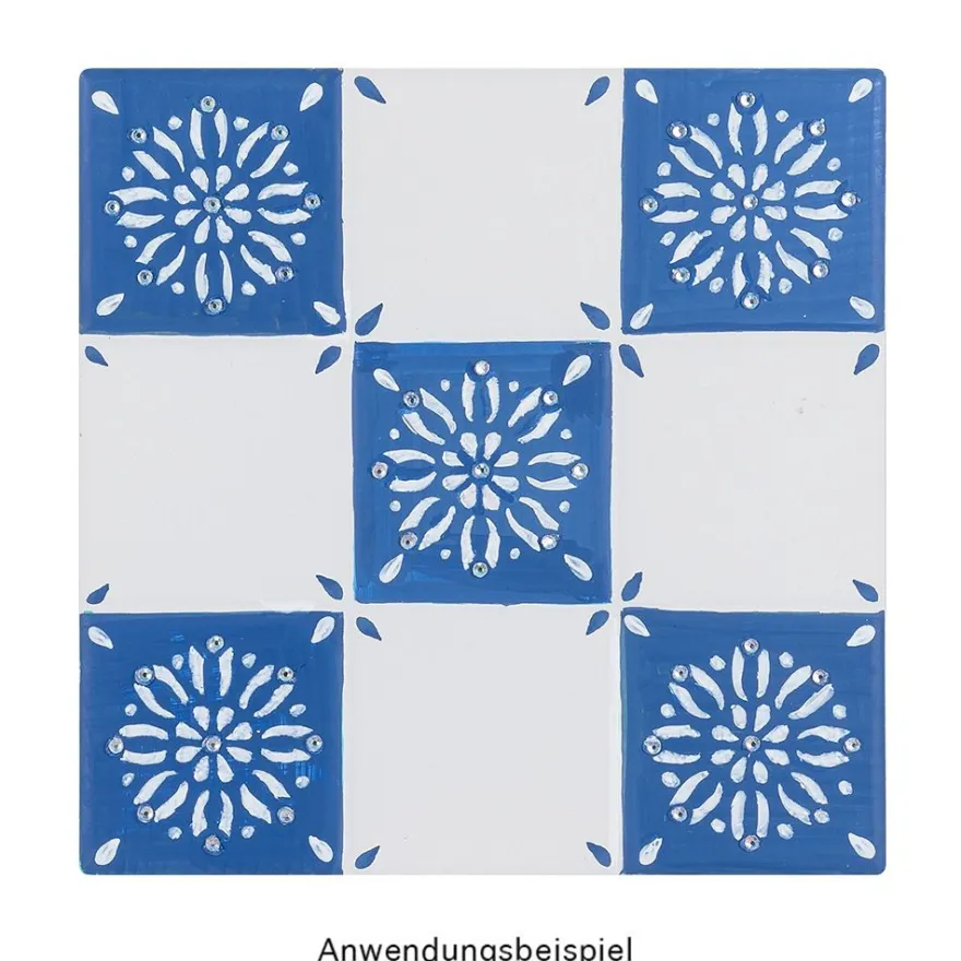 Keramik-Fliese, eckig mit 9 Quadraten, 16cm x 16cm, weiß, unbehandelt