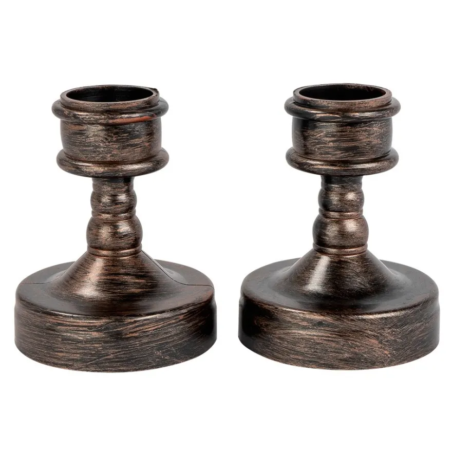 Kerzenhalter, Design 1, 7cm hoch, antik-kupfer, 2 Stück