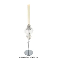 Kerzenhalter, für Stabkerzen, 3 verschiedene Höhen, Fuß Ø 10cm, silber, 3 Stück