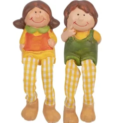 Kinder mit Schlenkerbeinen, 17cm/18cm hoch, Kantenhocker, 2 Stück