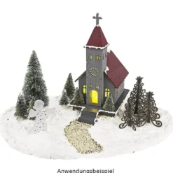 Kirche, Holz, zum Zusammenbauen, 22,5cm x 11,5cm x 13,5cm