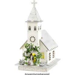 Kirche, Holz, zum Zusammenbauen, 22,5cm x 11,5cm x 13,5cm