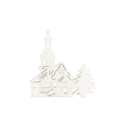 Kirchen aus Holz, weiß, 7,5cm x 7,9cm x 0,3cm, 16 Stück
