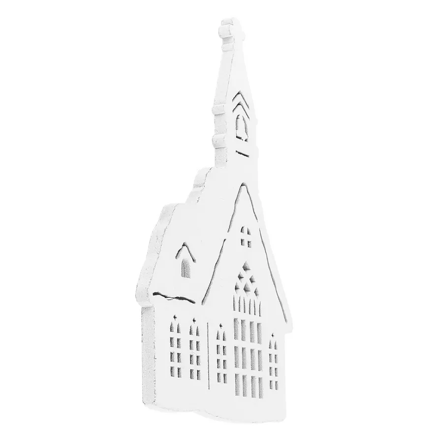 Kirchen, Holz, 13,4cm x 8,6cm x 0,5cm, weiß, 12 Stück