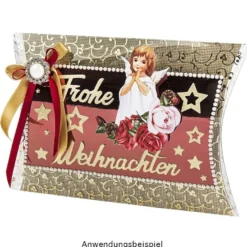 Kissentaschen transparent, 16,2cm x 13,5cm x 3,3cm, Goldfolienveredelung, 5 Stück