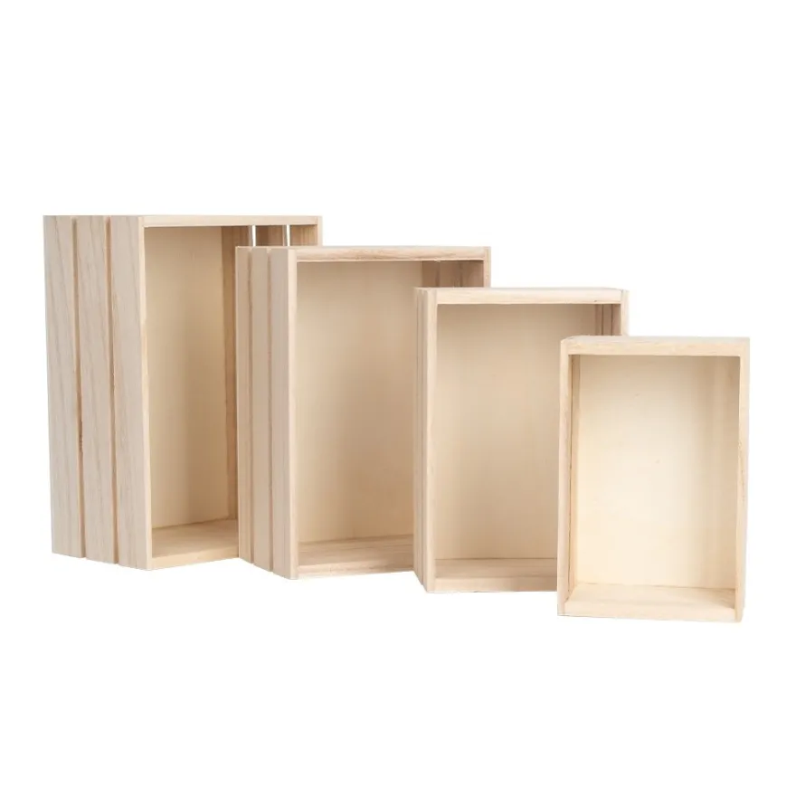Kisten, Holz, rechteckig, verschiedene Größen, 4 Stück