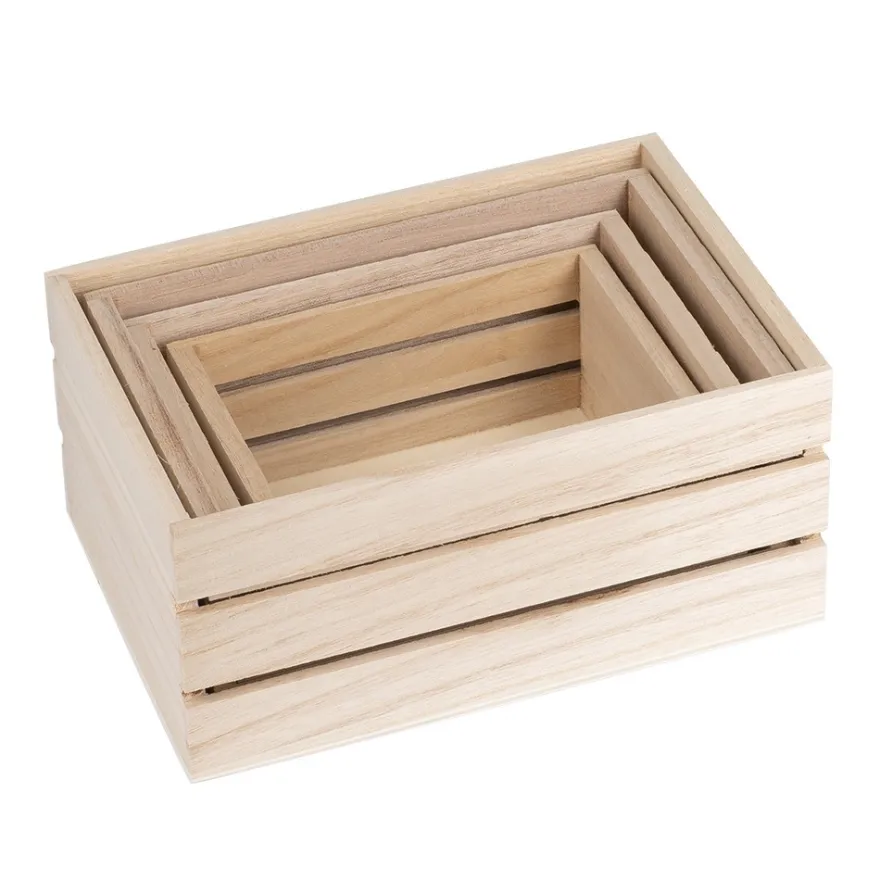 Kisten, Holz, rechteckig, verschiedene Größen, 4 Stück