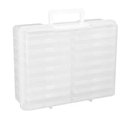 Koffer mit 16 herausnehmbaren Sortierboxen, Koffer: 38cm x 29,5cm x 12,7cm, transparent, 17-teilig