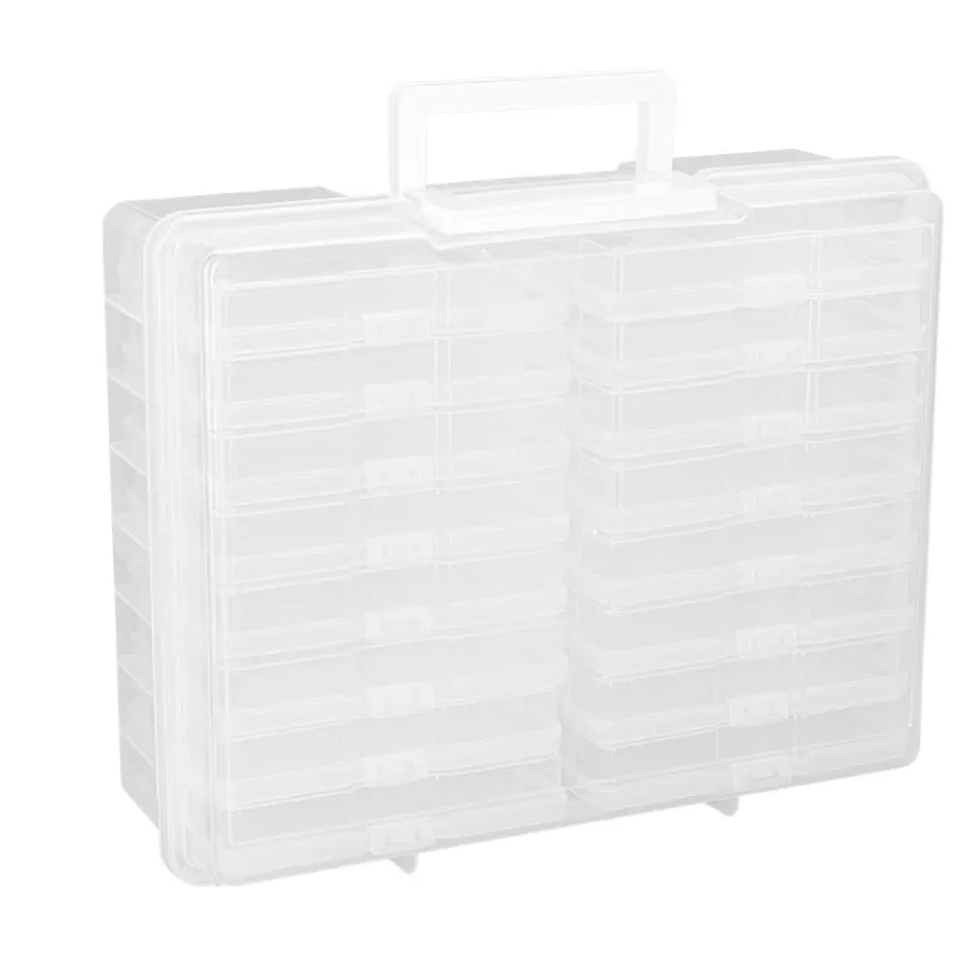 Koffer mit 16 herausnehmbaren Sortierboxen, Koffer: 38cm x 29,5cm x 12,7cm, transparent, 17-teilig