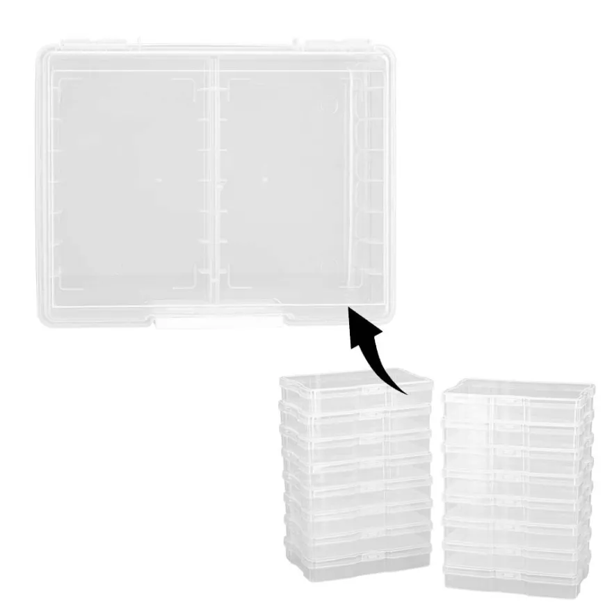 Koffer mit 16 herausnehmbaren Sortierboxen, Koffer: 38cm x 29,5cm x 12,7cm, transparent, 17-teilig