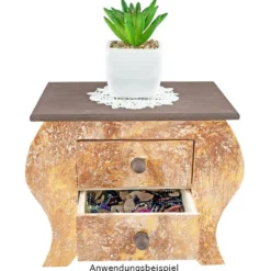 Kommode, Holz, 19cm x 15,5cm x 10cm, mit 2 Schubladen