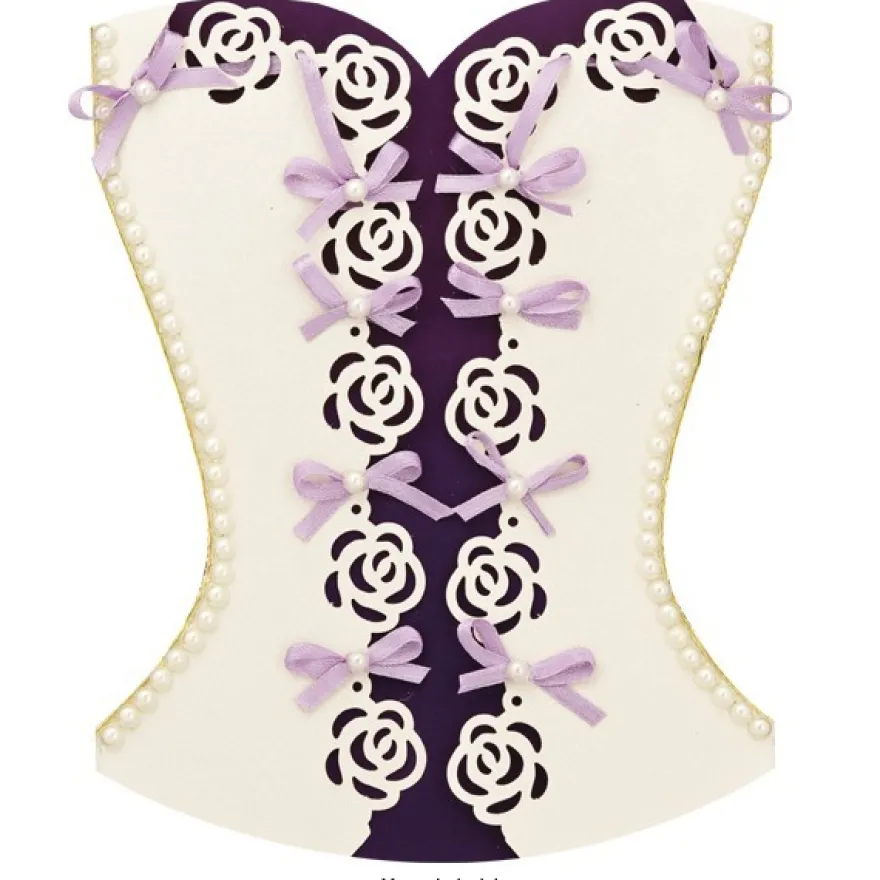 Korsett/Corsage-Grußkarten, 18x14,5cm, champagner,Doré, 10 Stück