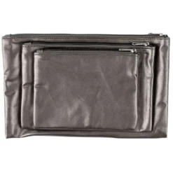 Kosmetiktäschchen, 3 verschiedene Größen, mit Reißverschluss, taupe-metallic, 3 Stück