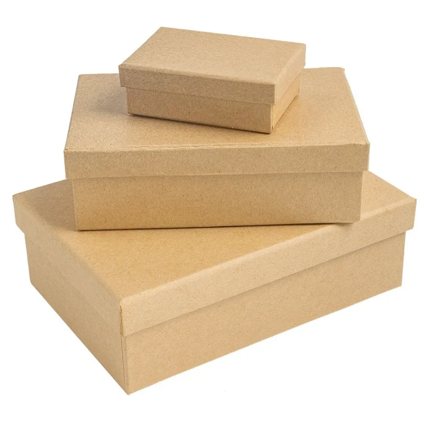 Kraftpapier-Geschenkboxen, rechteckig, verschiedene Größen, Rohlinge zum Weiterverzieren, 10 Stück