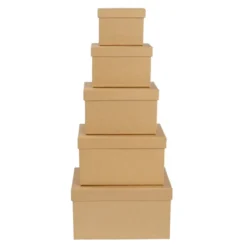 Kraftpapier-Geschenkboxen, rechteckig, verschiedene Größen, 5 Stück
