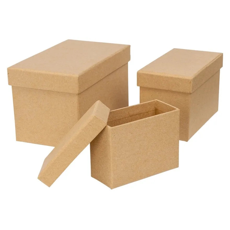 Kraftpapier-Geschenkboxen, rechteckig, verschiedene Größen, 5 Stück