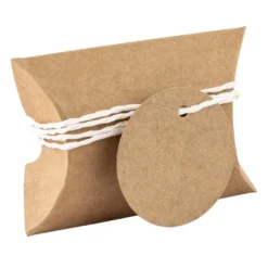 Kraftpapier-Kissentaschen, 6,5cm x 9cm, inkl. Anhänger & pastel-apricot Papierkordel, 50 Stück