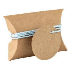 Kraftpapier-Kissentaschen, 6,5cm x 9cm, inkl. Anhänger & hellblaue Papierkordel, 50 Stück