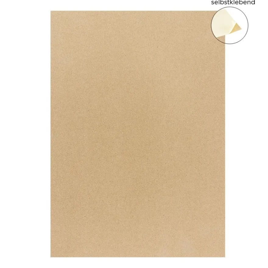 Kraftpapier, selbstklebend, DIN A4, 80g/m², bedruckbar, 50 Bogen