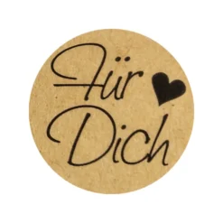 Kraftpapier-Sticker, Ø 2,5cm, Für Dich, auf Rolle, selbstklebend, 500 Stück