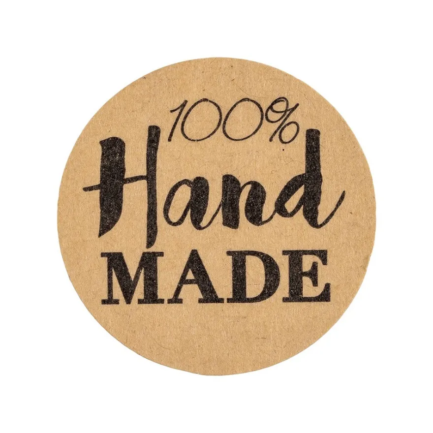 Kraftpapier-Sticker, Ø 2,5cm, 100% Handmade, auf Rolle, selbstklebend, 500 Stück