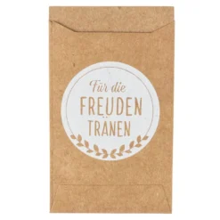 Kraftpapier-Tüten, Freudentränen, 10,6cm x 6,3cm, 200 g/m², weiß bedruckt, 100 Stück