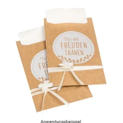 Kraftpapier-Tüten, Freudentränen, 10,6cm x 6,3cm, 200 g/m², weiß bedruckt, 100 Stück