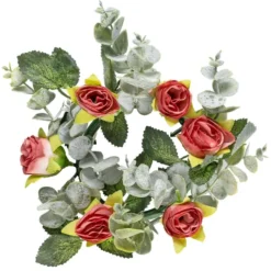 Kranz mit Rosen & Eukalyptus 2, innen: Ø 7,5 cm, außen: Ø 18cm,