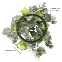 Kranz mit Rosen & Eukalyptus 2, innen: Ø 7,5 cm, außen: Ø 18cm,