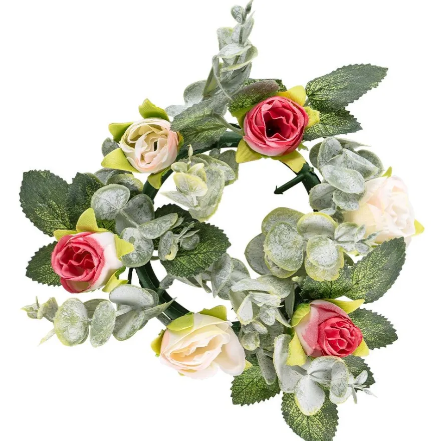 Kranz mit Rosen & Eukalyptus 1, innen: Ø 7,5 cm, außen: Ø 18cm