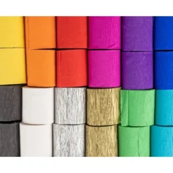 Krepp-Bänder, 5cm breit, 10m lang, 17g/m², verschiedene Farben, 24 Rollen