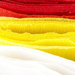 Krepp-Papiere, 50cm x 200cm, weiß, gelb, rot, 3 Stück