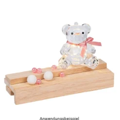 Kristall-Bär, facettiert, klar, 6,4cm x 4,5cm x 6,5cm, inkl. Organzaband