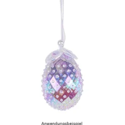 Kristall-Ei, facettiert & irisierend, 6,3cm x 4,5cm, inkl. Organzaband zum Aufhängen