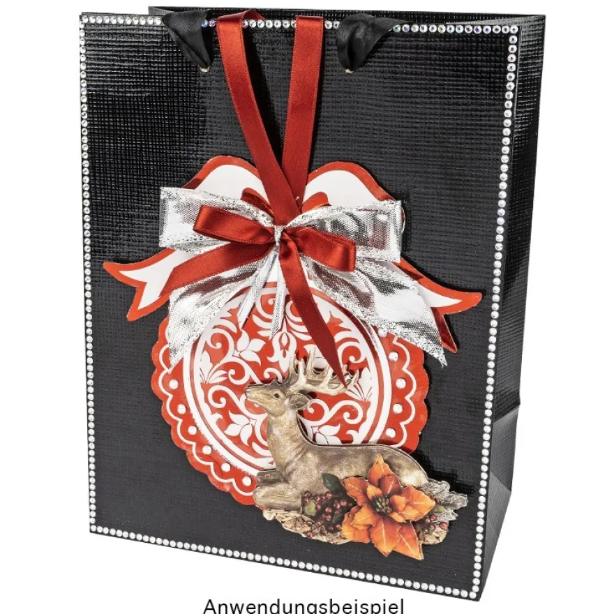 Kristallfolien-Grußkarten, Christbaumkugel, 15 x 16cm, Einleger 5 versch. Farben, Umschläge, 10 Stk