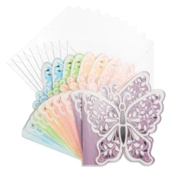Kristallfolien-Grußkarten, Schmetterling, 13cm x 16cm, Einleger versch. Farben, Umschläge, 10 Stück
