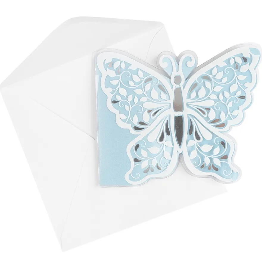 Kristallfolien-Grußkarten, Schmetterling, 13cm x 16cm, Einleger versch. Farben, Umschläge, 10 Stück