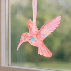 Kristall-Kolibris, facettiert & irisierend, 8,2cm x 7,8cm x 10,4cm, inkl. Organzaband, 4 Stück