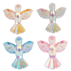 Kristall-Kolibris, facettiert & irisierend, 8,2cm x 7,8cm x 10,4cm, inkl. Organzaband, 4 Stück