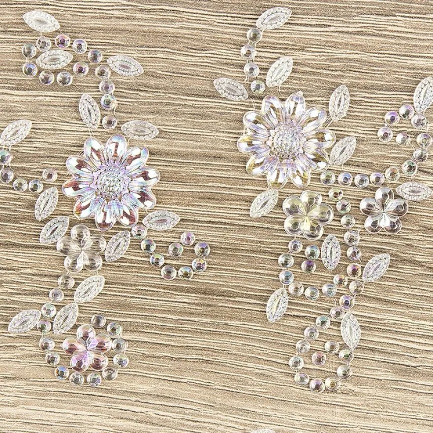 Kristallkunst, Blumenornament, selbstklebend, 10cm x 30cm, klar irisierend