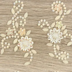 Kristallkunst, Blumenornament, selbstklebend, 10cm x 30cm, creme irisierend
