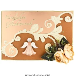 Kristallkunst, Engel, selbstklebend, Kopf: klar, Flügel: klar-irisierend, Kleid: lachs