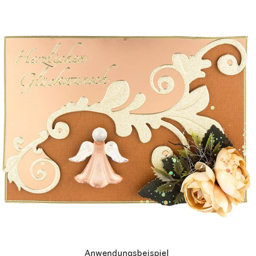 Kristallkunst, Engel, selbstklebend, Kopf: klar, Flügel: klar-irisierend, Kleid: lachs