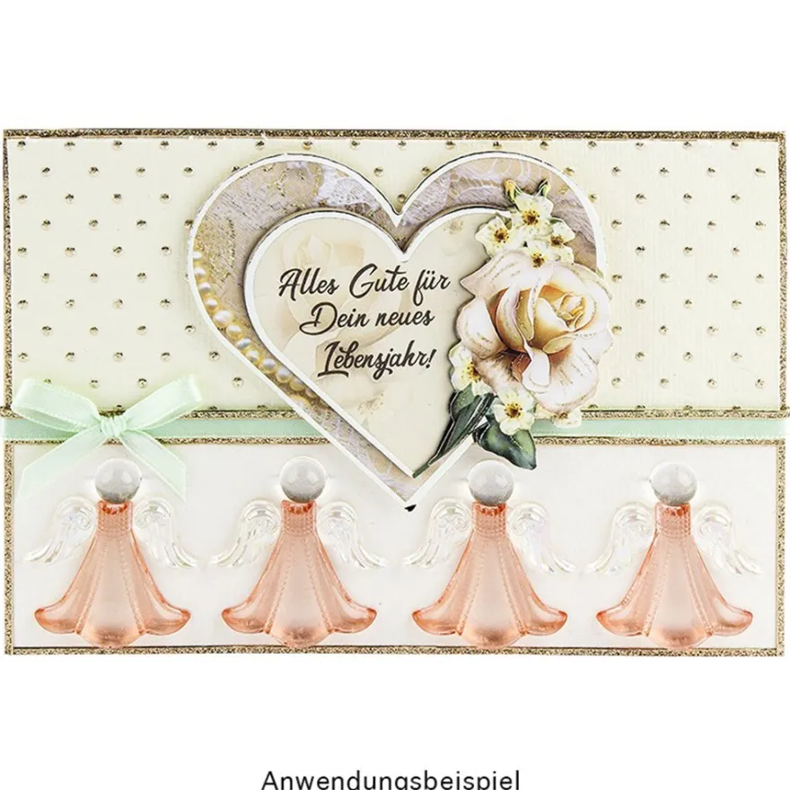 Kristallkunst, Engel, selbstklebend, Kopf: klar, Flügel: klar-irisierend, Kleid: lachs