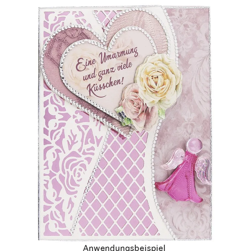Kristallkunst, Engel, selbstklebend, Kopf: klar, Flügel: klar-irisierend, Kleid: rosa
